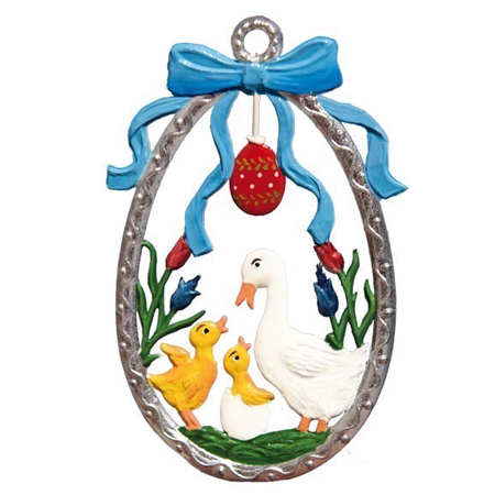 Egg with Ducks - hanging pewter ornament