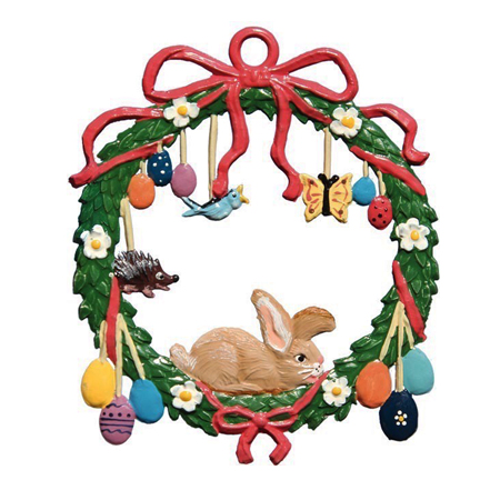 Easter Wreath small - hanging pewter ornament
