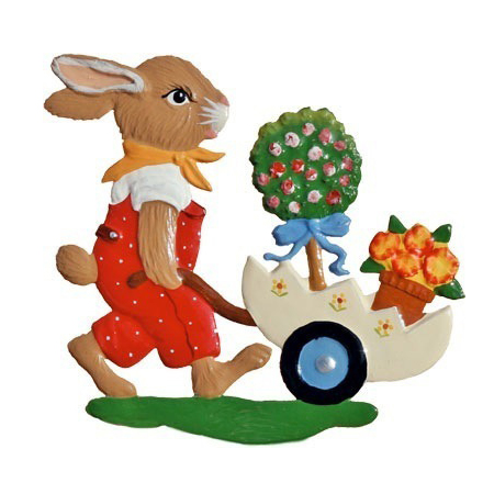 Rabbit gardening - hanging pewter ornament