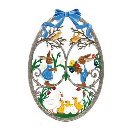 Easter Egg large - hanging pewter ornament