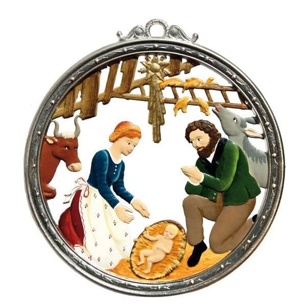 Bauernkrippe rund - hängendes Zinnbild