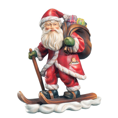 Santa on Skis - hanging Christmas Ornament