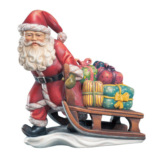 Santa pulling Sleigh - hanging Christmas Ornament