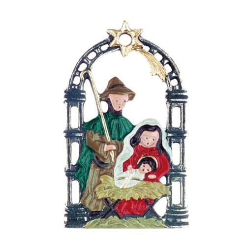 Nativity in Arch - hanging Christmas Pewter Ornament