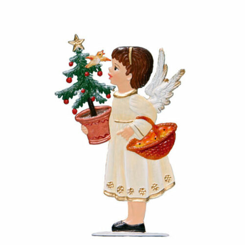 Angel with Christmas Tree – standing Christmas Pewter Ornament