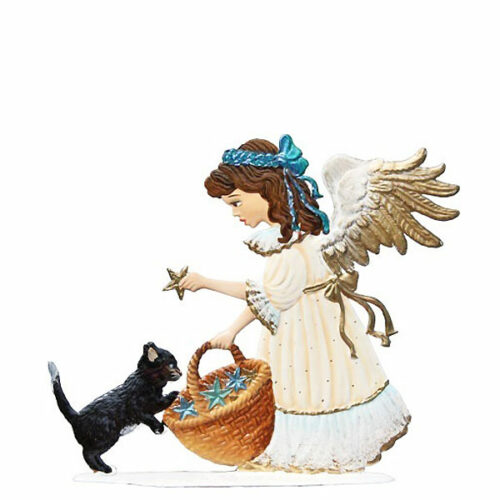 Angel with Kitten  – standing Christmas Pewter Ornament
