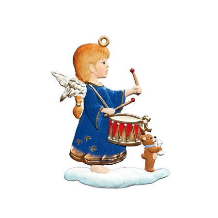 Angel Drummer - hanging Christmas Pewter Ornament