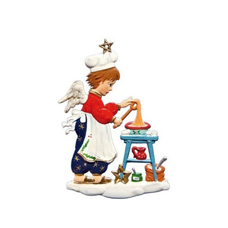 Angel Pastry Cook - hanging Christmas Pewter Ornament
