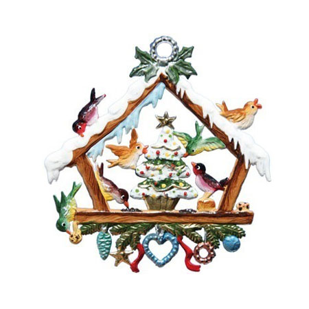 Bird House - hanging Christmas Pewter Ornament