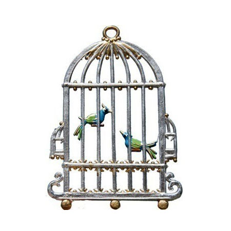 Bird Cage - hanging Christmas Pewter Ornament