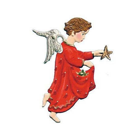 Angel with Star - hanging Christmas Pewter Ornament