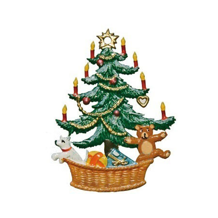 Christbaum mit Korb - hängendes Zinnornament