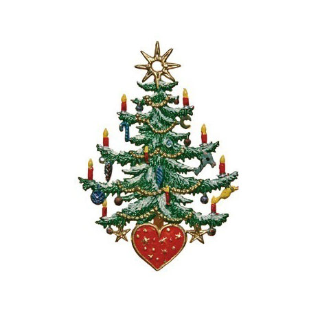 Christmas Tree with Heart - hanging Christmas Pewter Ornament
