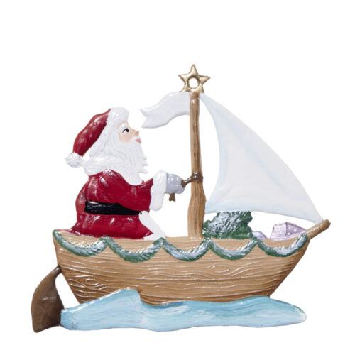 Nikolaus im Segelboot - hängendes Zinnornament