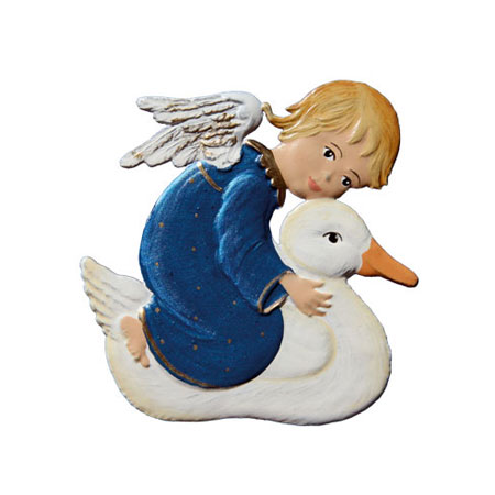 Angel on Duck - hanging Christmas Pewter Ornament