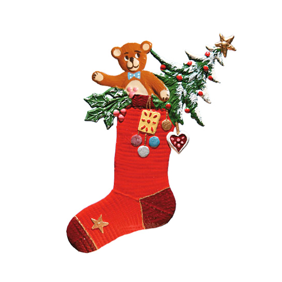 Weihnachtssocke - hängendes Zinnornament