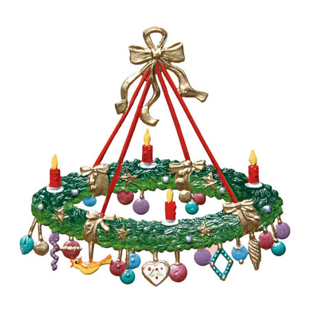 Advent Wreath large - hanging Christmas Pewter Ornament