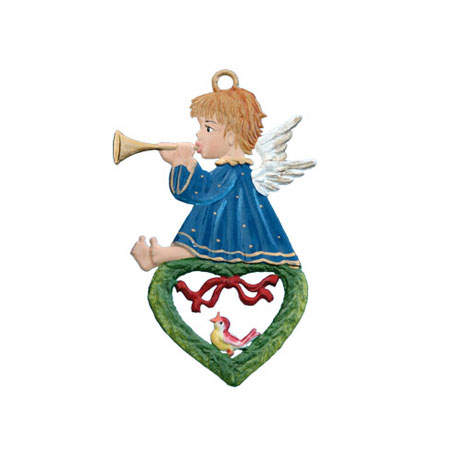 Angel on Heart - hanging Christmas Pewter Ornament