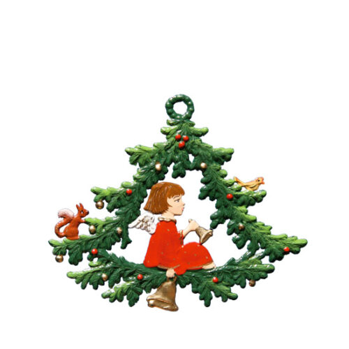 Angel in Christmas Tree - hanging Christmas Pewter Ornament