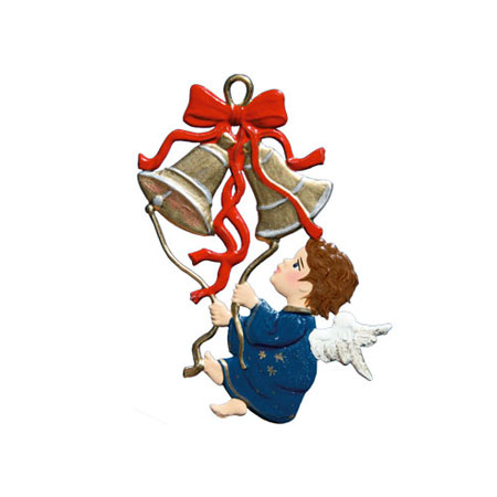 Angel with Christmas Bells - hanging Christmas Pewter Ornament