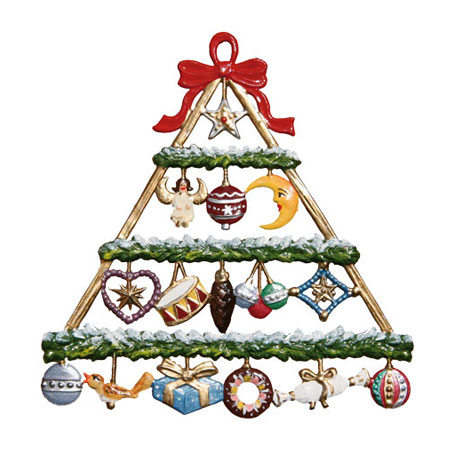 Wreath Pyramid large - hanging Christmas Pewter Ornament