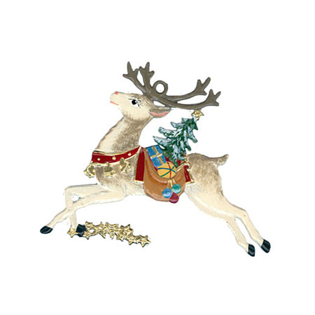 Reindeer - hanging Christmas Pewter Ornament