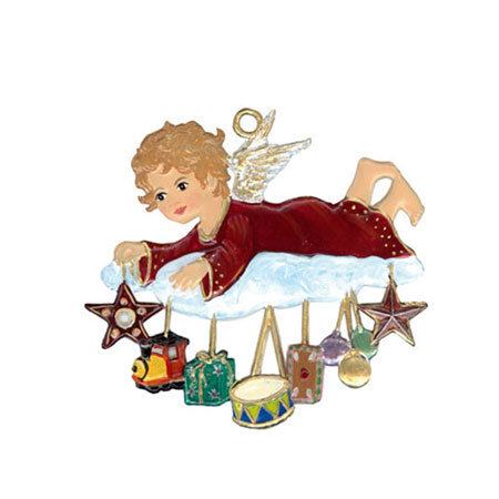 Angel on Cloud - hanging Christmas Pewter Ornament