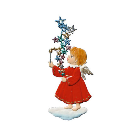 Angel with Star Shine - hanging Christmas Pewter Ornament