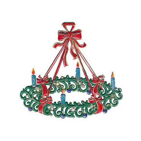 Large Advent Wreath - hanging Christmas Pewter Ornament