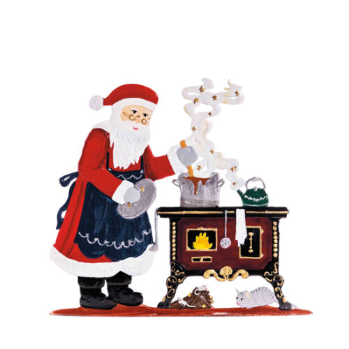 Santa Cooking – standing pewter ornament