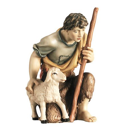 Königliche Krippe - Hirte kniend mit Schaf