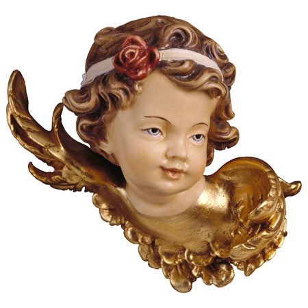 Angel head with rose left