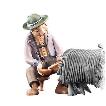 Shepherd sitting & He-goat - Kastlunger nativity