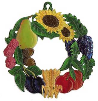 Fall wreath small - hanging pewter ornament