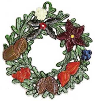 Winter wreath small - hanging pewter ornament