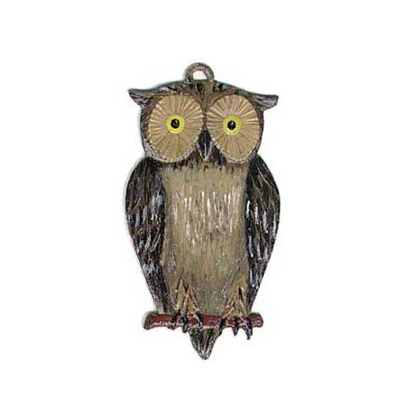 Owl - hanging pewter ornament