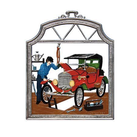 Car mechanic - hanging pewter ornament