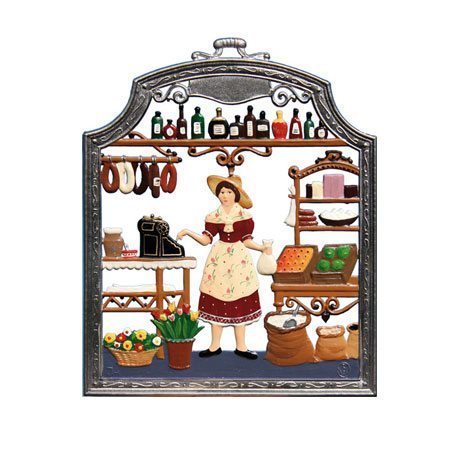 Saleswoman - hanging pewter ornament