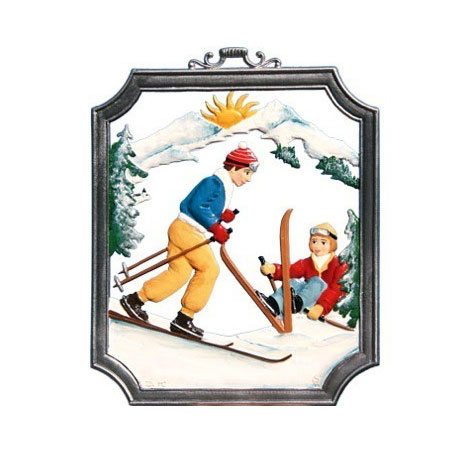 Skiing - hanging pewter ornament