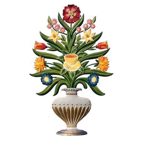 Vase with flowers - standing pewter ornament