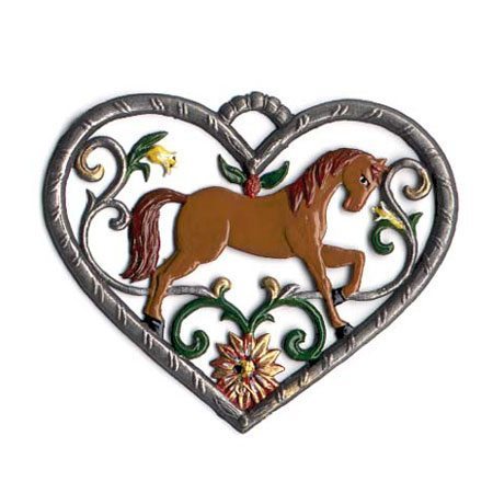 Heart with horse - hanging pewter ornamen