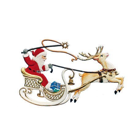 Santa with reindeer - hanging pewter ornament
