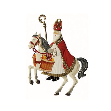 Saint Nicholas on horseback - hanging pewter ornament
