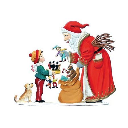 Santa with boy - standing pewter ornament