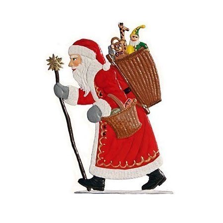 Walking Santa - standing pewter ornament