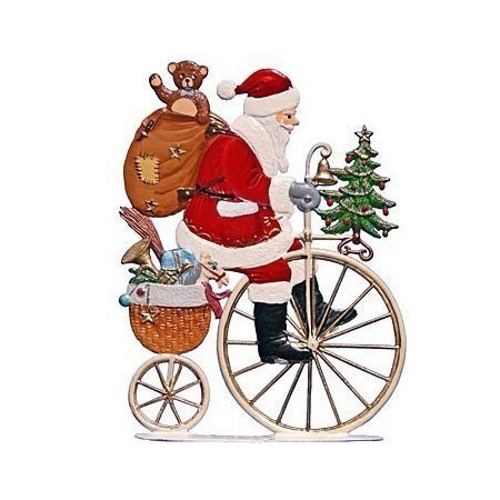 Santa penny farthing - standing pewter ornament