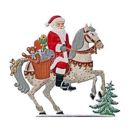 Santa riding horse - standing pewter ornament