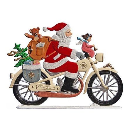 Santa biking - standing pewter ornament