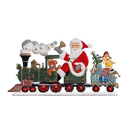 Santa train ride - standing pewter ornament