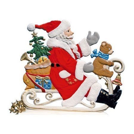 Santa tobogganing - standing pewter ornament